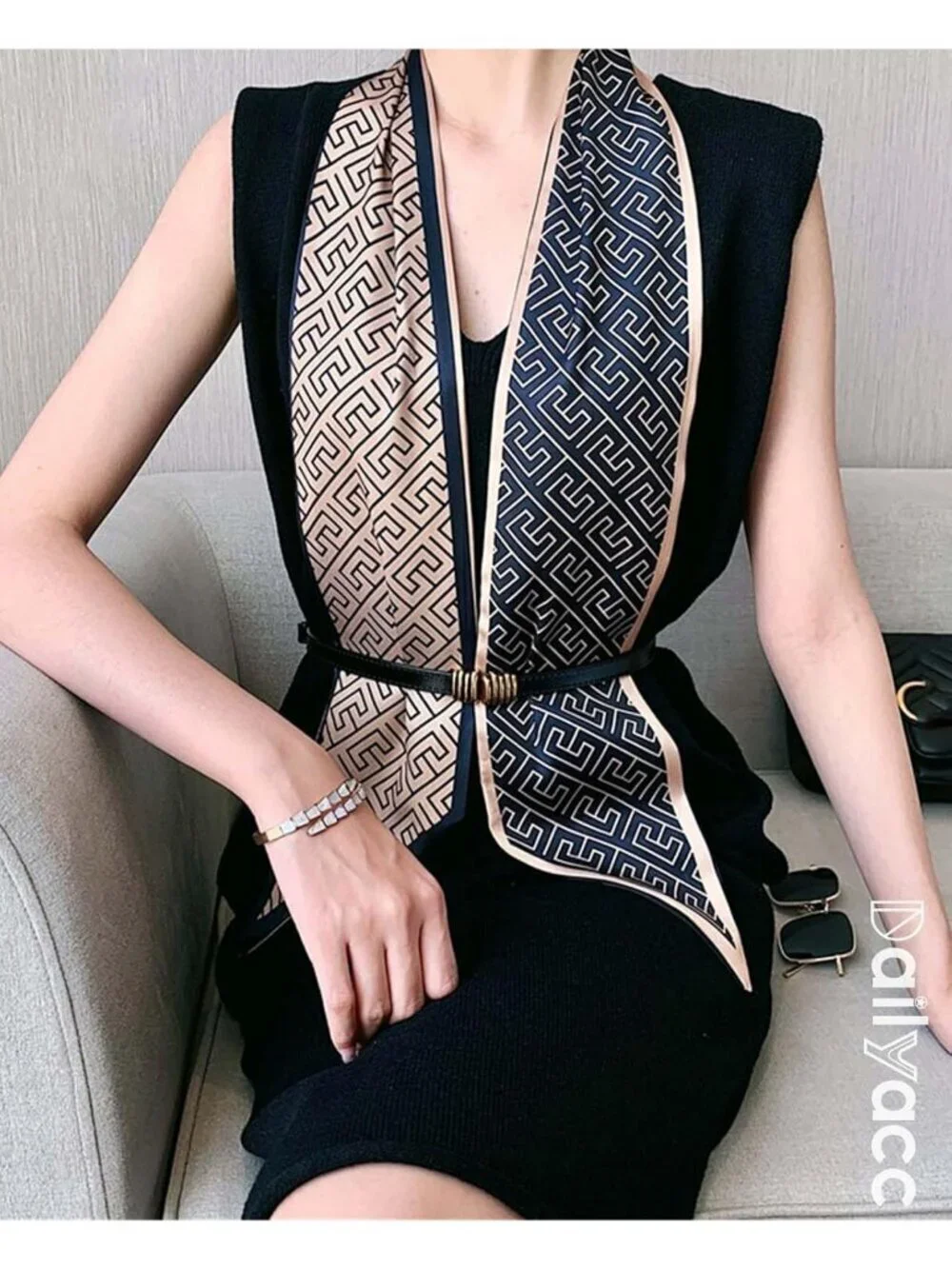 Women's Brown Scraf Silky Satin Headscarf Wrap Lightweight Scarves Scarf